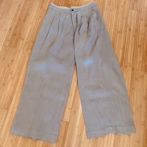 PAS DE CALAIS Tan Linen Wide Leg Pants